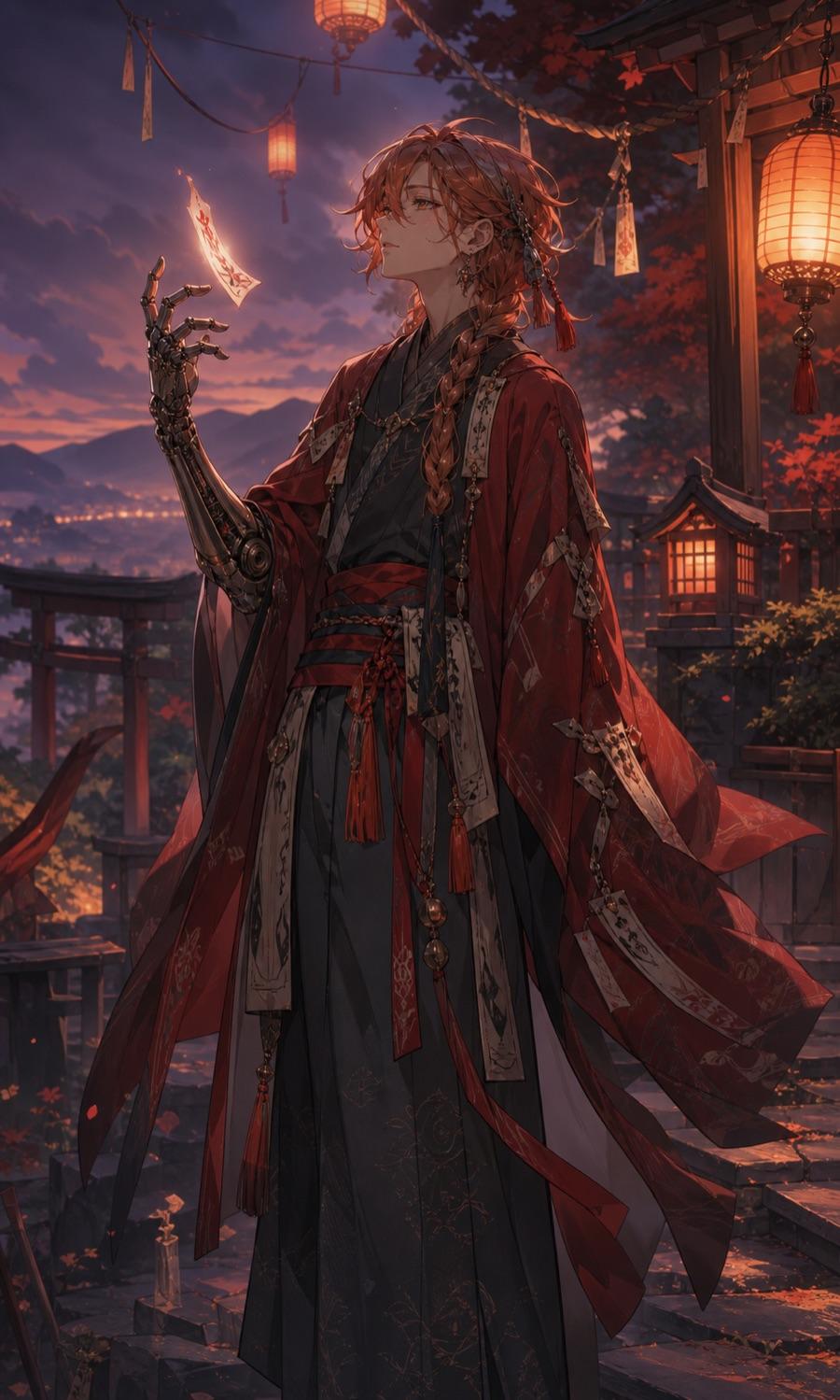 Mechanical shrine keeper, an original anime OC maker example created for Headcanon