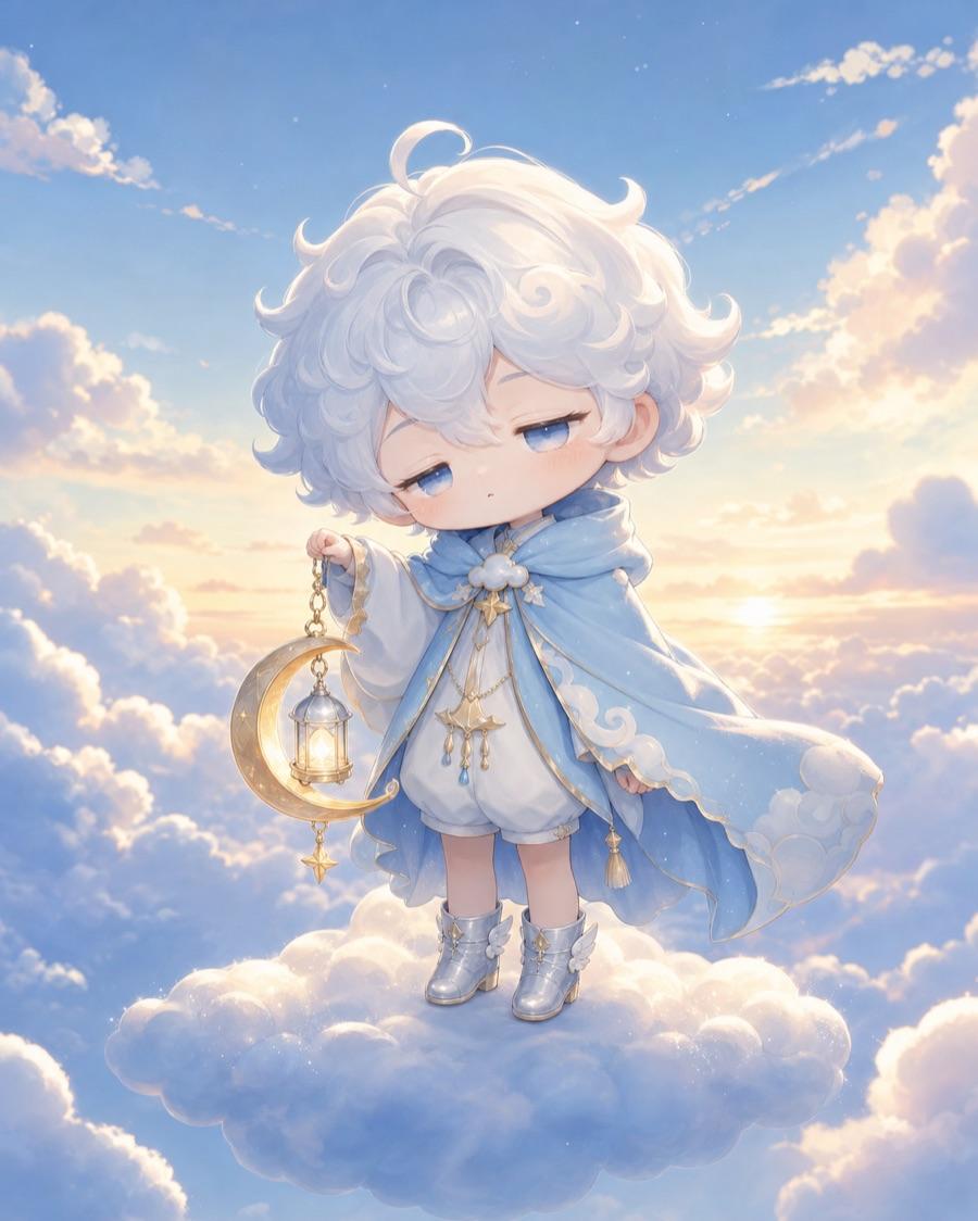 Sleepy cloud guardian, an original chibi OC maker example created for Headcanon