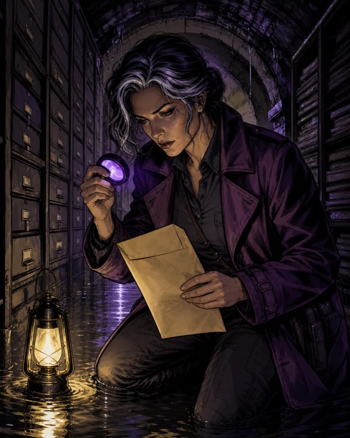 Underground archive detective, an original comic OC maker example created for Headcanon