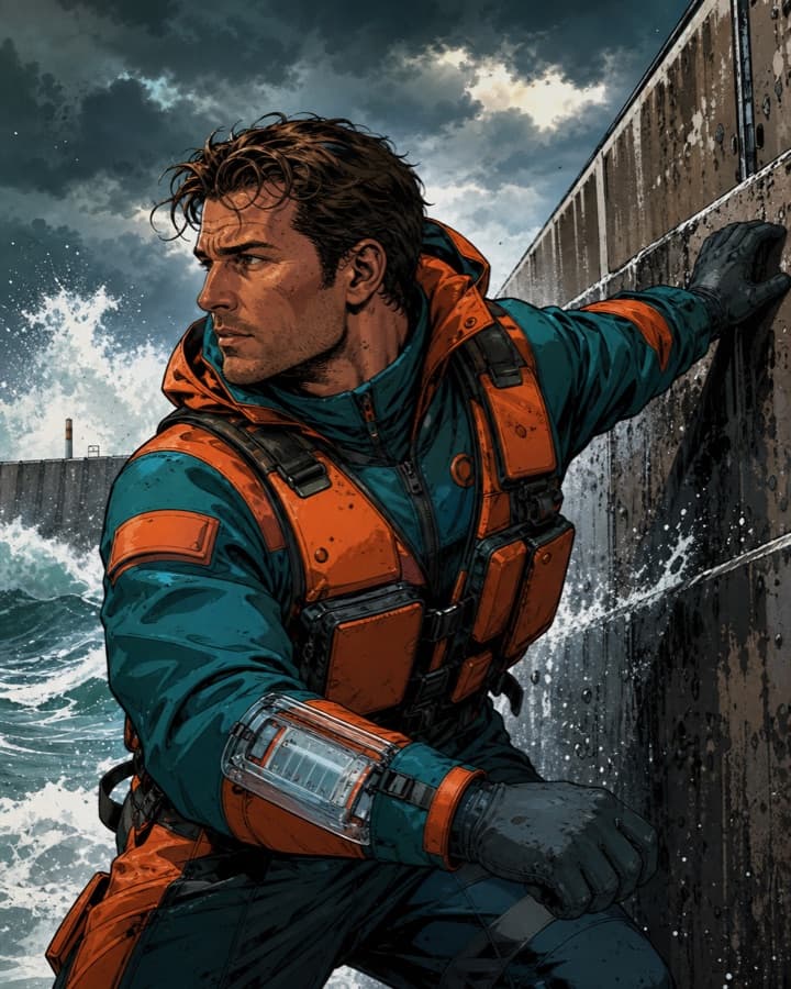 Coastal rescue engineer, an original comic OC maker example created for Headcanon