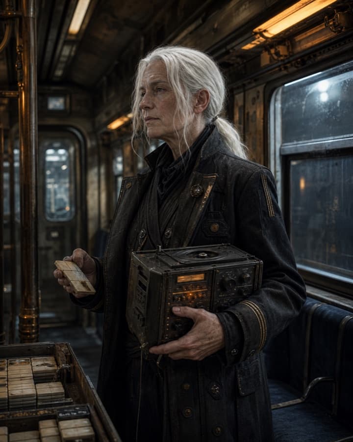 Transit memory archivist, an original cyberpunk OC maker example created for Headcanon
