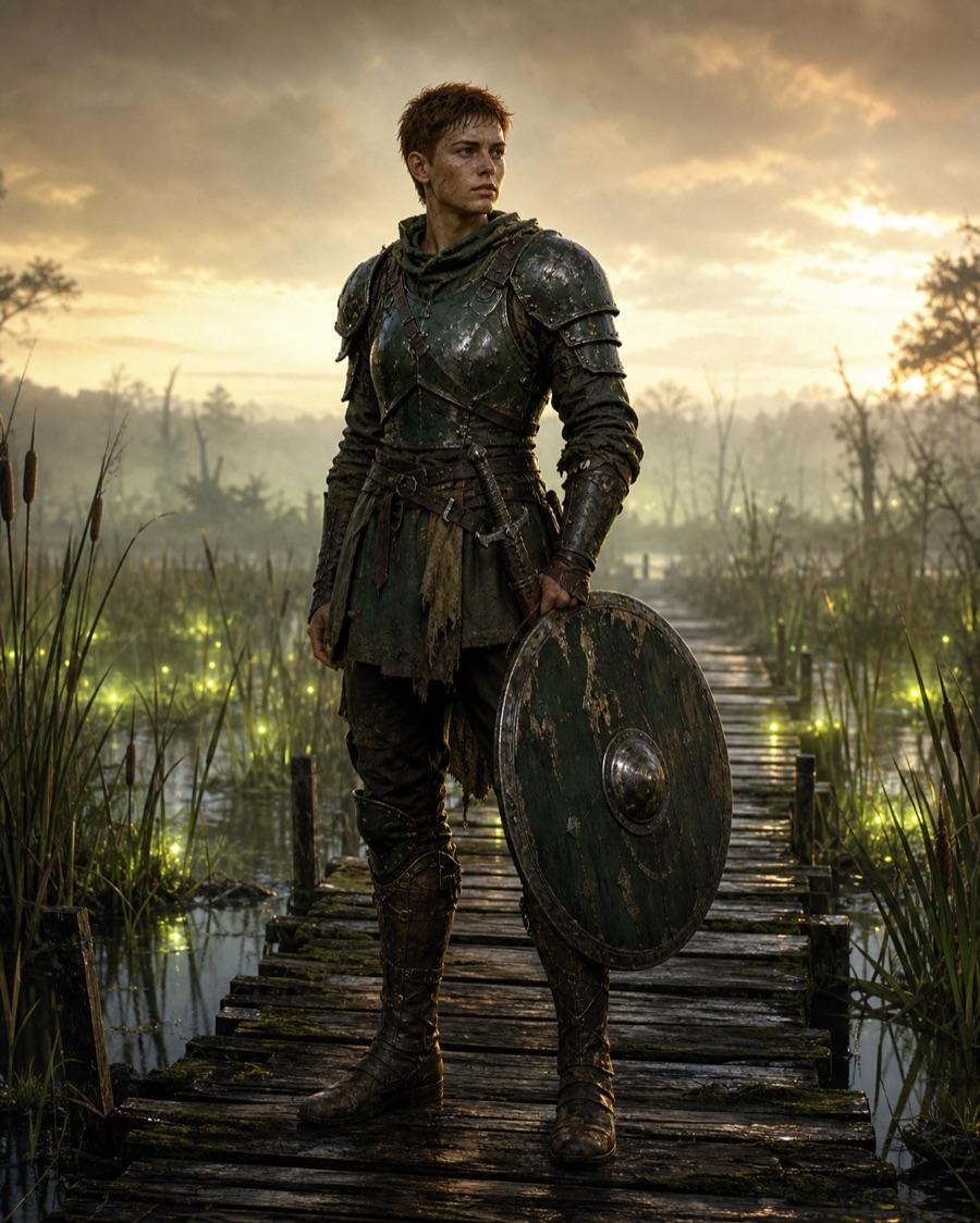 Runaway marsh knight, an original fantasy OC maker example created for Headcanon