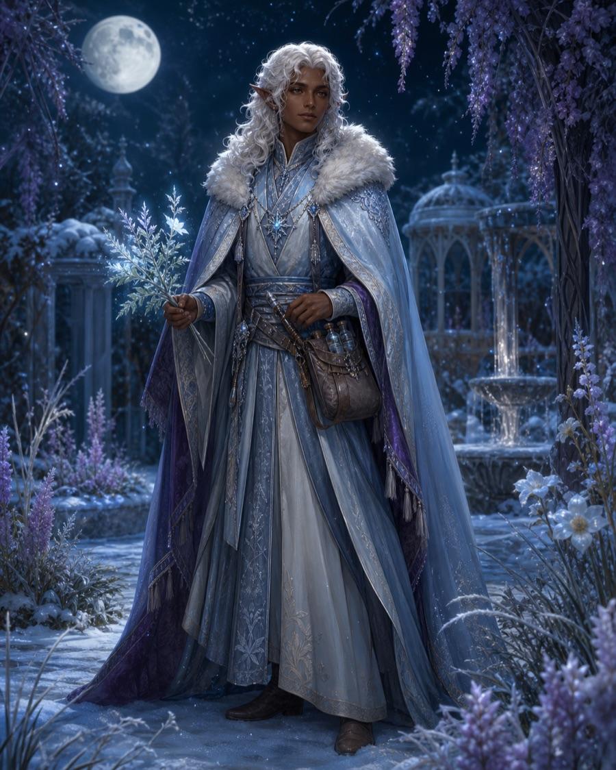 Winter court healer, an original fantasy OC maker example created for Headcanon