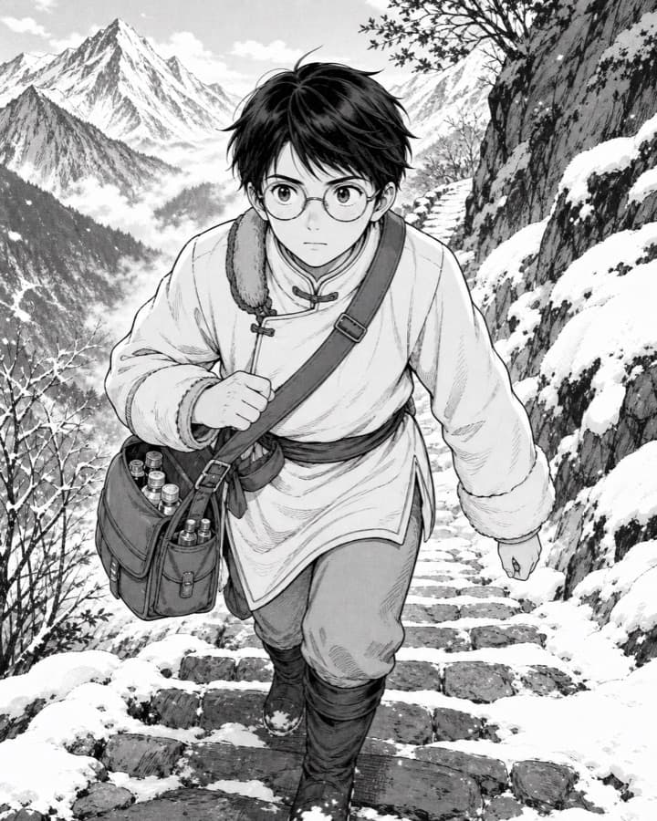 Mountain clinic apprentice, an original manga OC maker example created for Headcanon
