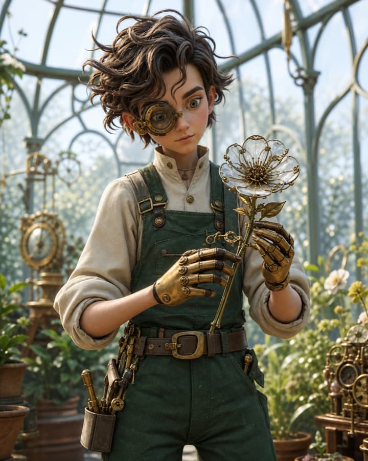 Clockwork garden apprentice, an original 3D OC maker example created for Headcanon