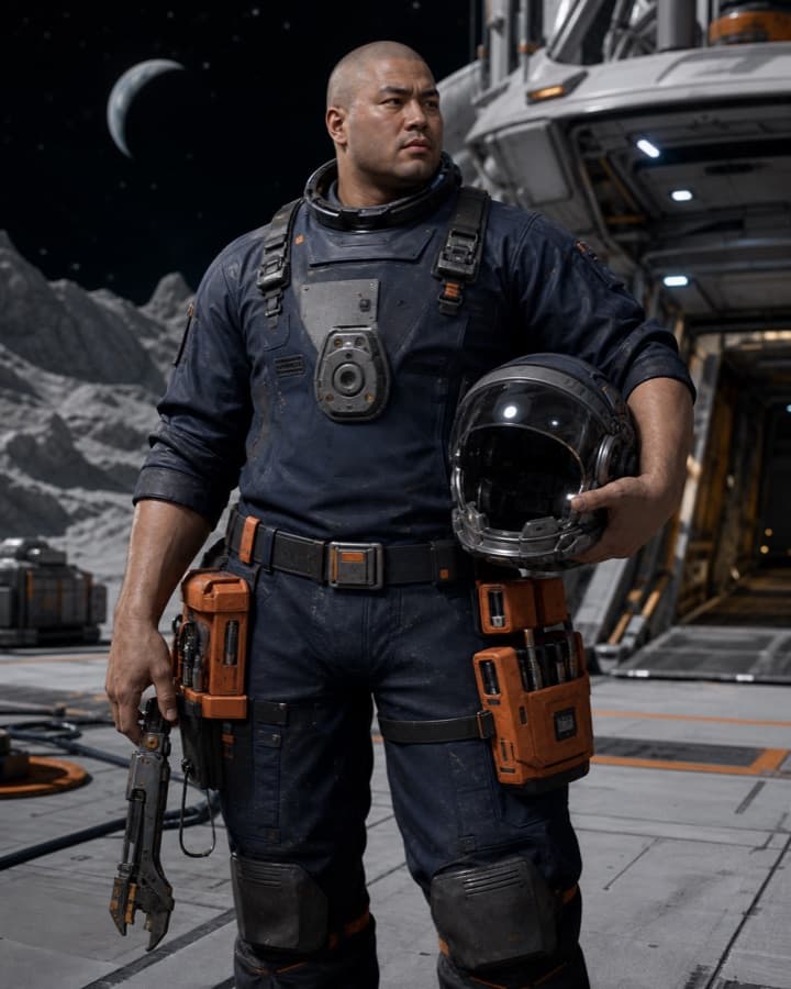 Moon harbor mechanic, an original 3D OC maker example created for Headcanon