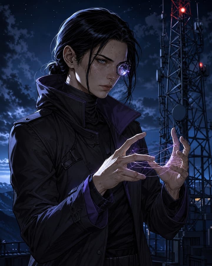 Truth-signal investigator, an original superhero OC maker example created for Headcanon