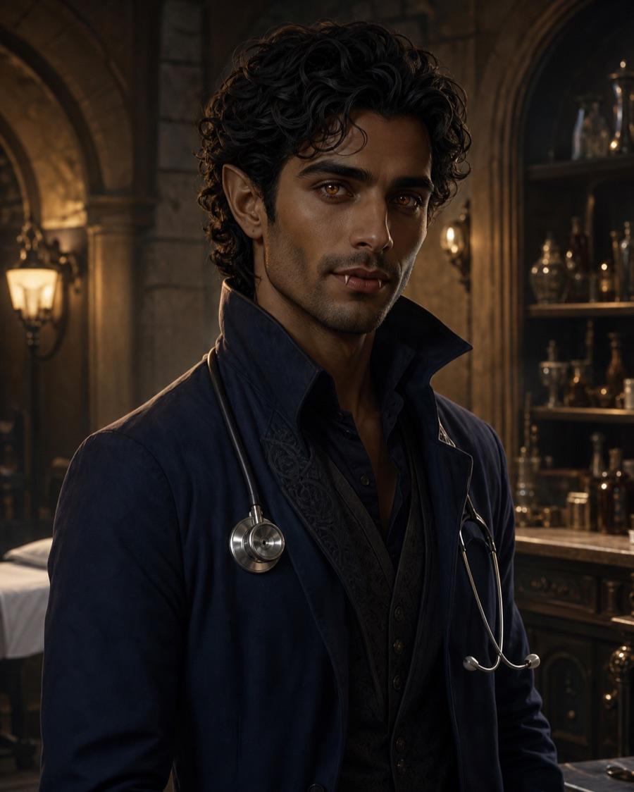 Underground clinic physician, an original vampire OC maker example created for Headcanon