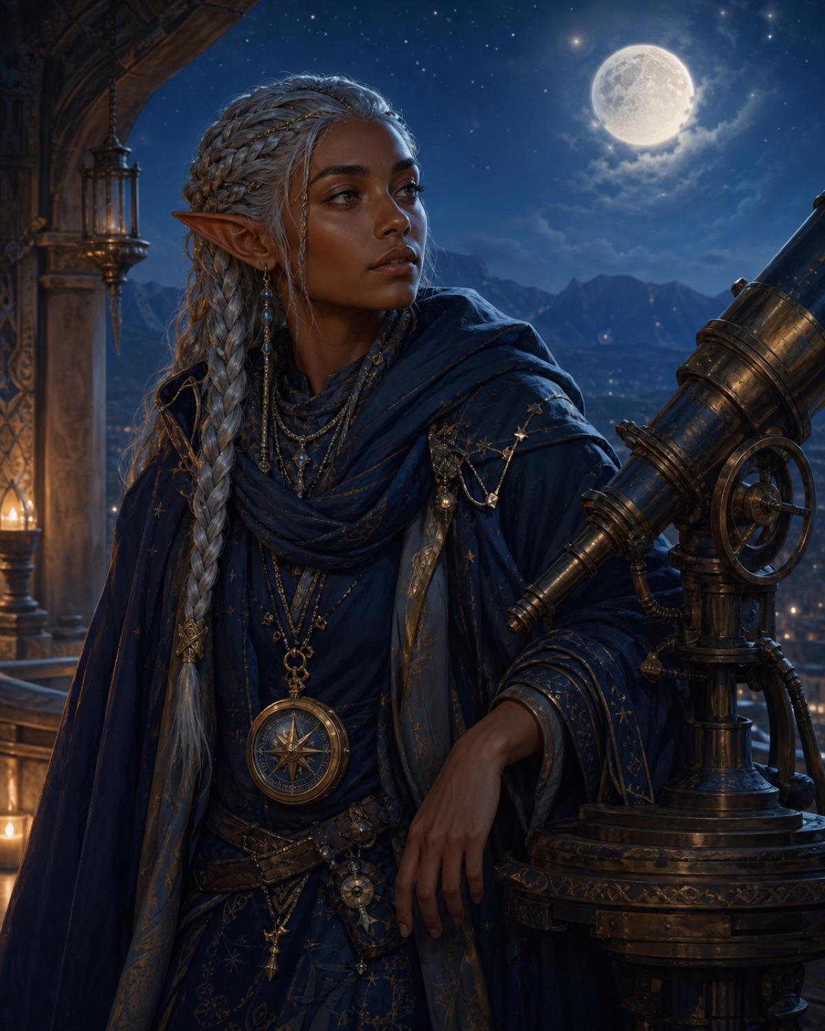 Original elf observatory wayfinder created for the Headcanon Elf OC Maker